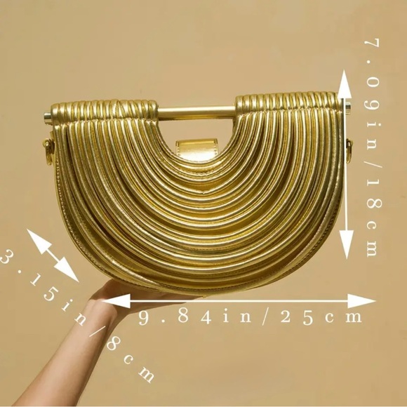 Noodle Clutch Bag in Gold - Picture 6 of 7